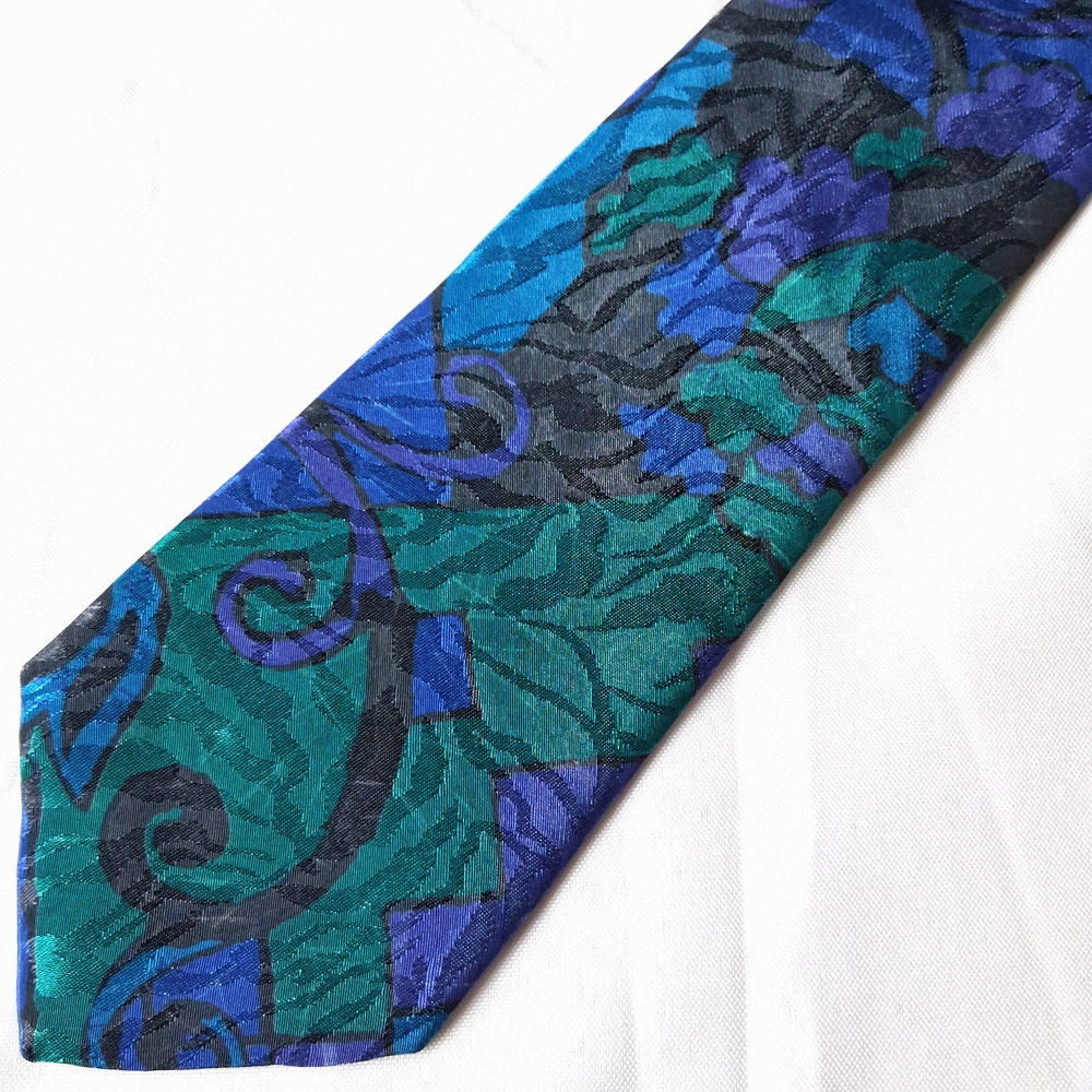 Vintage Buscati Men's Tie Blue Green Palace Silk Abstract Classic Style